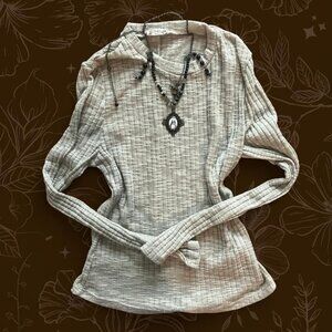 Vintage Y2K Ribbed Long-Sleeve Sweater